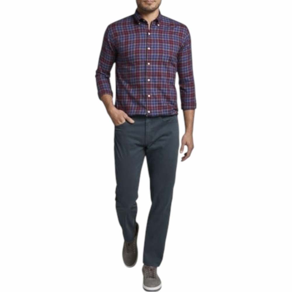 PETER MILLAR ✘ Autumn Soft Beaumont Cotton Sport Button Shirt Red Blue Plaid XL - Picture 4 of 13